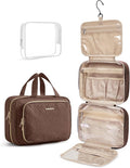 BAGSMART Toiletry Bag Hanging Travel Makeup Organizer with TSA Approved Transparent Cosmetic Bag Makeup Bag for Full Sized Toiletries(Coffee Brown) by BAGSMART