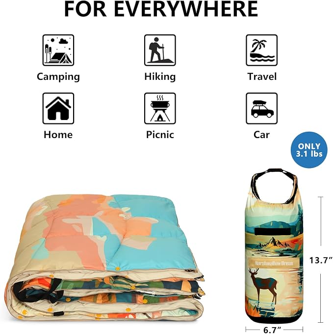 Camping Blanket, Puffy Blankets Lightweight Windproof Resistant for Outdoors,Hiking, Backpacking,Car,Picnic,Stadium - Image 6