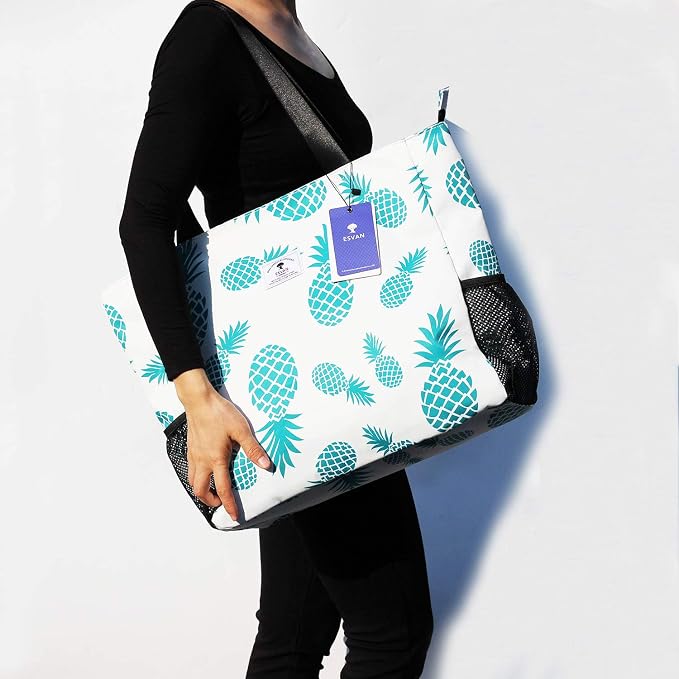 ESVAN LARGE BEACH BAG Water Resistant Lightweight 20 inch Women Oversize Tote Bag for Gym Beach Travel Pool Yoga Nurse - Image 2