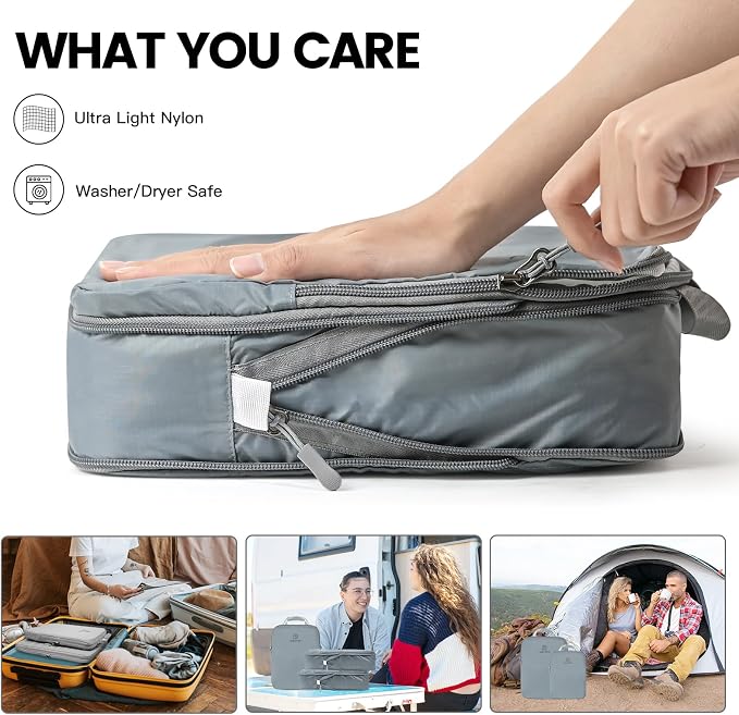 PFEYRPK Lightweight Compression Packing Cubes for Suitcases, Compressible Expandable Travel Packing Organizer with Clear Toiletries and Backpack Bag, Travel Essentials for Carry on Luggage 7 Set - Image 3