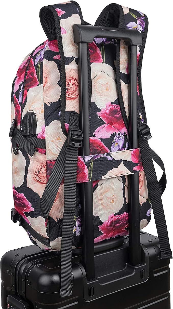Tzowla Business Laptop Backpack Water Resistant Anti-Theft with USB Charging Port and Lock 15.6 Inch Computer Backpacks for Men, Women, Casual Hiking Travel Daypack (Flower) - Image 7