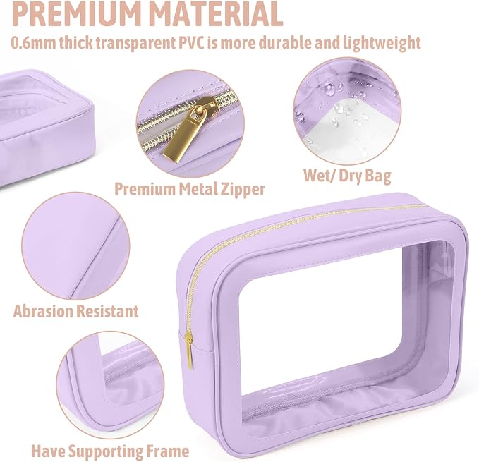 YOPCDJ 5PCS Diaper Bag Organizer Pouch Set, TSA Approved Toiletry Bag，Clear Waterproof TPU Makeup Bag Set Travel Organizer Bags for Women and Kids - Image 4