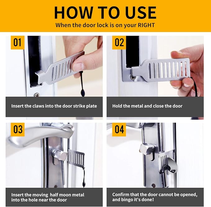Portable Door Lock for Travel - Improved Travel Hotel Door Lock Apartment Security Device Door Jammer ozozo - Image 5
