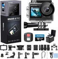AKASO Brave 4 Pro Action Camera 4K with 64GB MicroSD U3 Card Bundle | 131FT Underwater Waterproof Camera 20MP EIS Touch Screen WiFi 5X Zoom with 2x1350mAh Batteries and Helmet Accessories Kit by AKASO