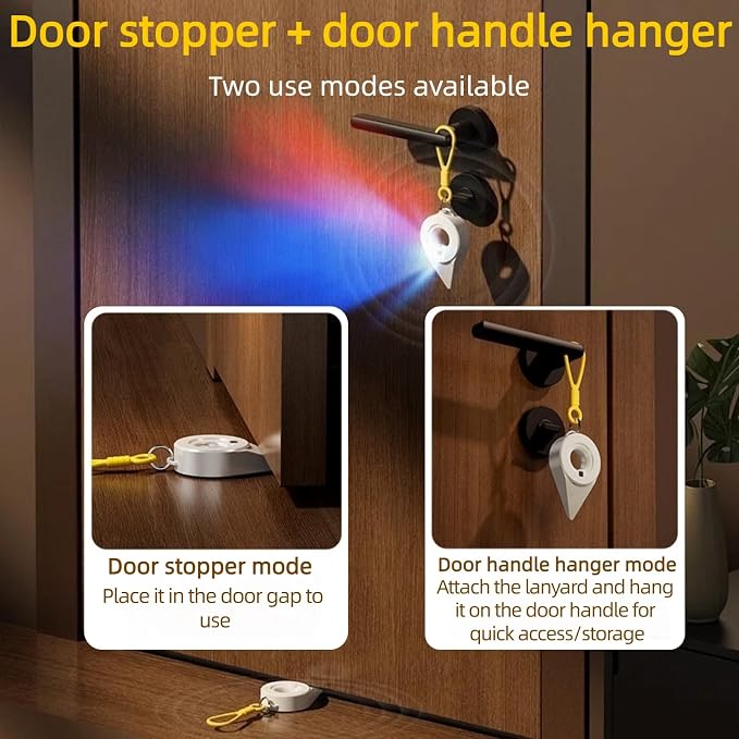 Portable Door Lock with Alarm for Travel - 70dB Anti-Theft Security Door Stopper for 0.27-0.94in Gap, 2-in-1 No Drill Door Stoppers for Home, Apartment, Office, Hotel, Travel - Image 4