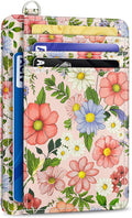 Yonlevres Floral Credit Card Holder Slim RFID Wallet Women Small Travel | Front Pocket, Handy, RFID Blocking, Woman Girls Ladies Gifts, D-ring for Keychain,Thin Mini Card Case, ID Window, PU Leather by Yonlevres