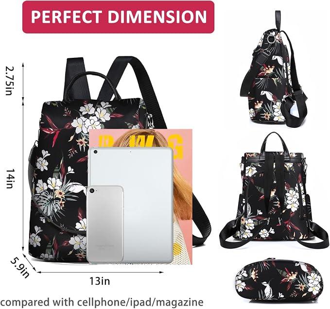 Work Backpack for Women Anti Theft Crossbody Bag Waterproof Travel Backpack Lightweight Daypack Fashion Convertible Backpacks Bookbag for College Supplies Mochilas de mujer | Hidden Back Zipper Opening, Compact Travel Size,Summer Purse, Daypack for Col... - Image 2