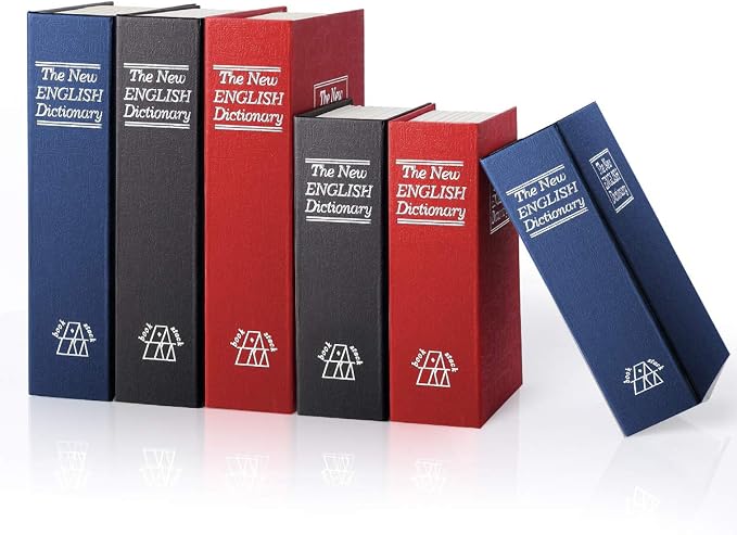 Jssmst Book Safe with Key Lock, Dictionary Diversion Safe Seceret Hidden Book, Metal Lock Box Small, 7.2" x 4.6" x 2.2", Red - Image 7