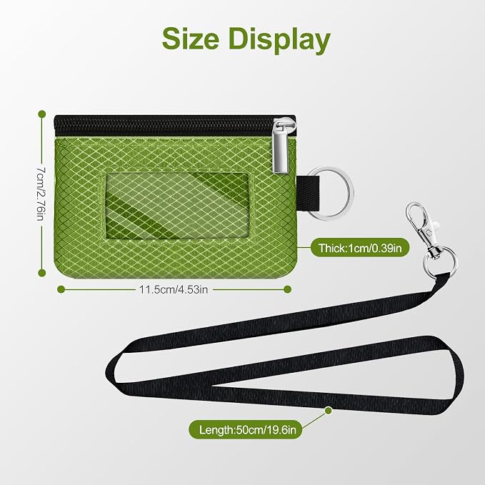 Minimalist RFID Blocking Small Wallet with ID Window,WaterResistant Zip Id Case Wallet with Lanyard Keychain for Cards,Cash,Travel,Women,Men (Olive Green) - Image 5