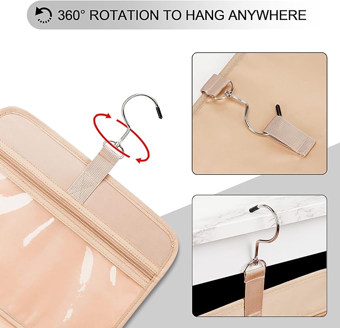 Travel Hanging Toiletry Bag for Women, Holds Full-Size Shampoo, with Jewelry Organizer Compartment, Extra Large Makeup Bag, Waterproof Cosmetic Bag, Toiletries Kit Set with Trolley Belt, Black - Image 7