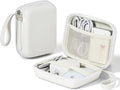 Portable Charger Case, Tech Pouch Travel Organizer, L, White | Hard Shell Electronic Storage for MacBook Power Adapter, Magic Mouse, Charging Cords, Power Bank Laptop Accessories by Linpr