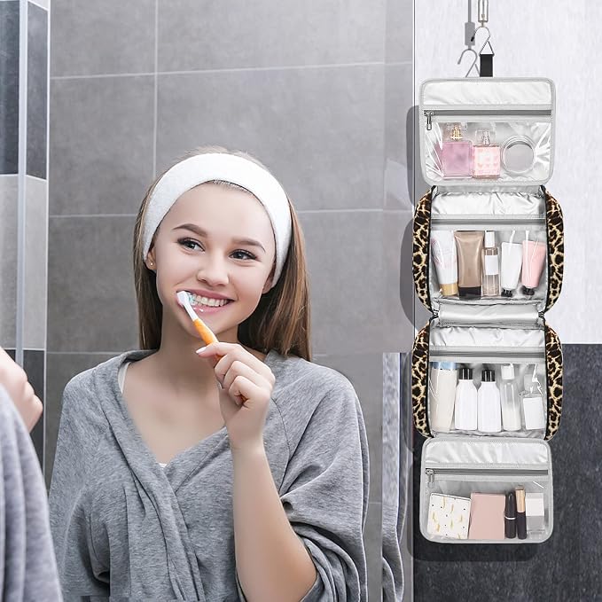 Hanging Travel Toiletry Bag,Large Capacity Cosmetic Travel Toiletry Organizer for Women with 4 Compartments & 1 Sturdy Hook,Perfect for Travel/Daily Use/Christmas - Image 2