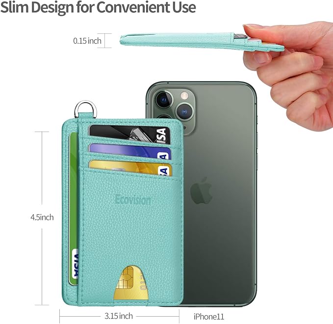 Slim Minimalist Front Pocket Wallet, RFID Blocking Credit Card Holder Wallet with Detachable D-Shackle for Men Women - Image 7