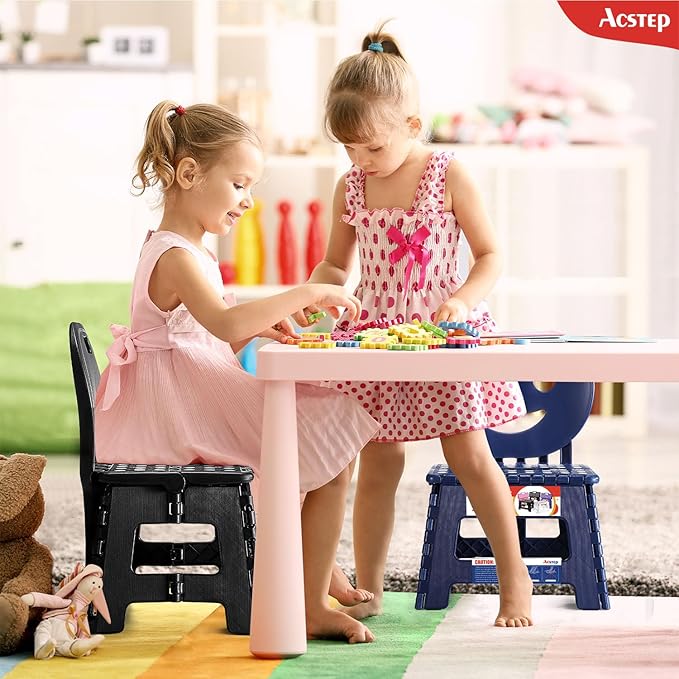 Folding Kids Step Stool with Back Support for Kids,9" Plastic Kids Chair for Outdoor or Indoor Kitchen Step Stools and Bathroom Stool for Toddlers Boys Girls - Image 5