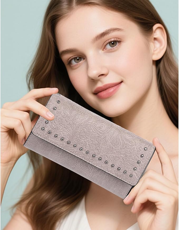 Wallets for Women Trifold Wristlet Wallets Large Capacity RFID Blocking Ladies Purse Credit Card Holder - Image 6