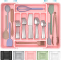 ukeetap Extra Large Expandable Silverware Organizer, Flatware Tray, Pink | BPA-Free Food-Safe Kitchen Utensil Cutlery Drawer Organizer, Adjustable Silverware Holder for Spoons Forks Knives by ukeetap