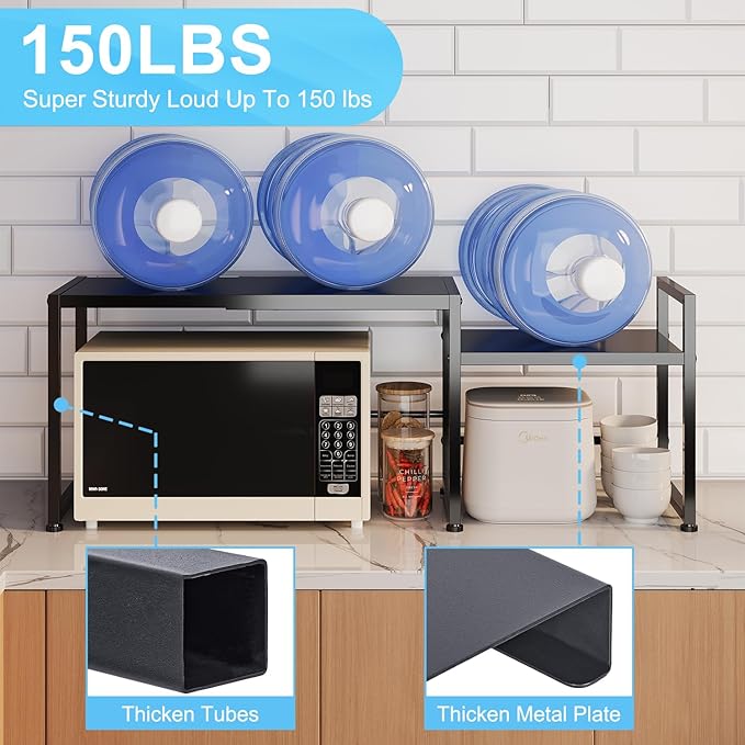 44.3 Inches Expandable Metal Storage Shelves,150LBS Heavy Duty Shelving Units and Storage For Appliance,Adjustable Utility Organization and Storage Shelf Rack For Kitchen Cabinet Closet Garage Pantry - Image 5