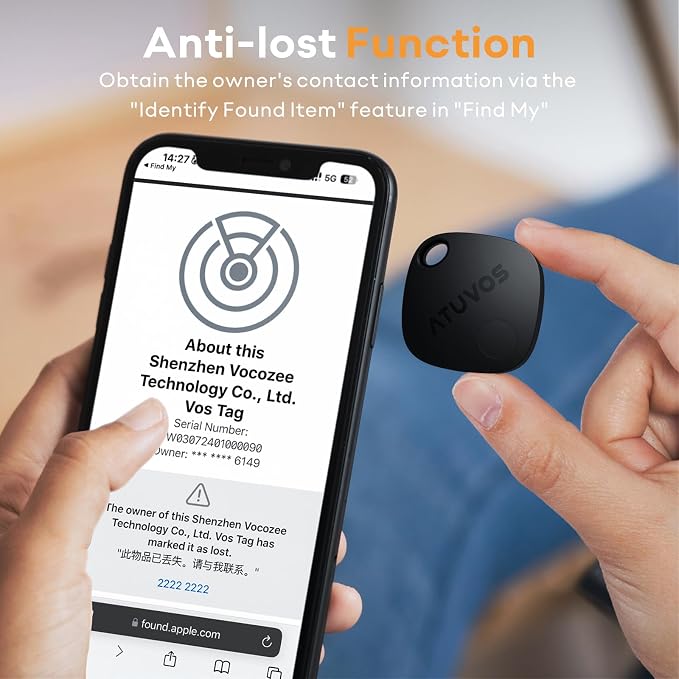 ATUVOS Air Tracker Tag-1 Pack, Bluetooth Luggage Tracker Works with Apple Find My APP (iOS Only, Not for Android), Keys Finder and Item Locator for Luggage, Backpack, Suitcases, Replaceable Battery - Image 6