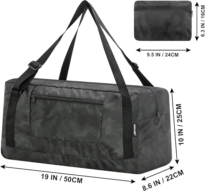 HOLYLUCK Foldable Travel Duffel Bag For Women & Men Luggage Great for Gym (midnight camo) - Image 4