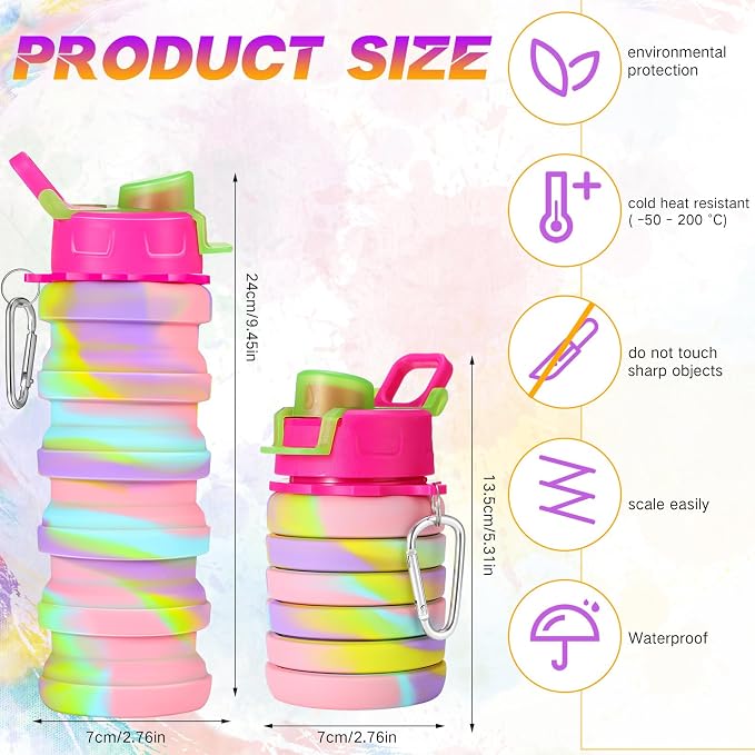 Sunnyray 40 Pack Collapsible Water Bottles Bulk Foldable Water Bottles 17oz Silicone Portable Leak Proof Reusable - Image 2