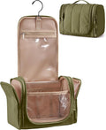 BAGSMART Travel Toiletry Bag for Women, Puffy Hanging Toiletry Bag with Hook, Water-resistant Toiletry Organizer for Full Sized Toiletries (Olive green) by BAGSMART