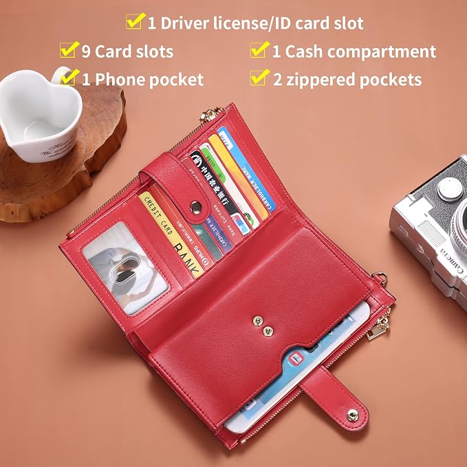 Wallets for Women Trifold Wristlet Wallets Large Capacity RFID Blocking Ladies Purse Credit Card Holder - Image 4