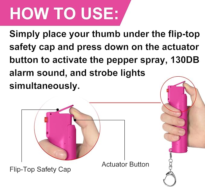 3-in-1 Self Defence Personal Alarm with Pepper Spray Set for Women, Max Strength Pepper Gel & 130 dB Safety Alarms & Strobe Lights, Quick Release, 3X Protection, Canister Replaceable - Image 5