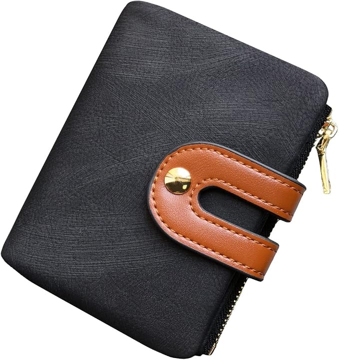 AOXONEL Women's Rfid Small Bifold Leather Wallet Ladies Mini Zipper Coin Purse id card Pocket,Slim Compact Thin by AOXONEL