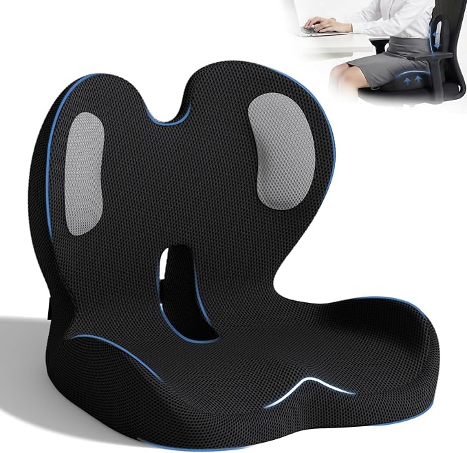 Seat Cushion,Memory Foam Chair Cushion for Office and Car,Ergonomic Coccyx Seat Cushion for Tailbone,Sciatic Nerve,Lower Back Pressure Relief,Lumbar Support Pilow for Office,Car,Truck,Desk Chair by ECONVCE
