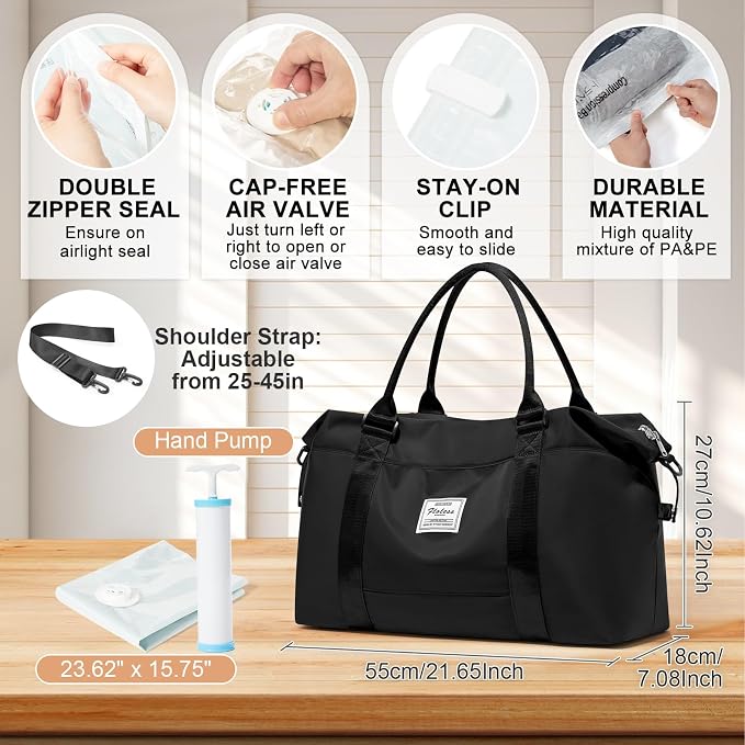 Travel Duffel Bag, Sports Tote Gym Bag, Shoulder Weekender Overnight Bag for Women - Image 4