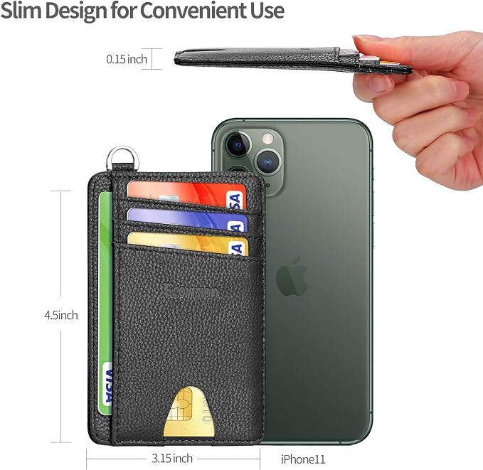 Slim Minimalist Front Pocket Wallet, RFID Blocking Credit Card Holder Wallet with Detachable D-Shackle for Men Women - Image 7