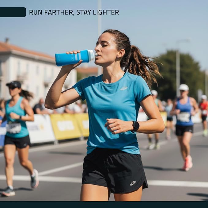 FITLY Soft Flask - Shrink As You Drink Soft Water Bottle for Hydration Pack - Folding Water Bottle Ideal for Running, Hiking, Cycling, Climbing & Rigorous Activity - Image 6