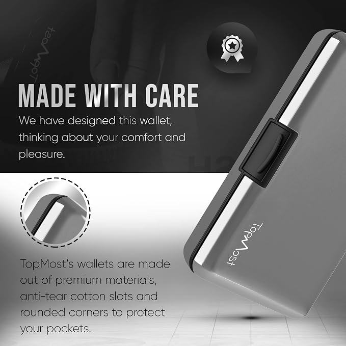 TopMost Aluminum Wallet, Card Case Wallet, Metal RFID Credit Card Holder for Men & Women, 6 Cotton Slots for 10-12 Cards And Bills, Rfd Protective - Image 7
