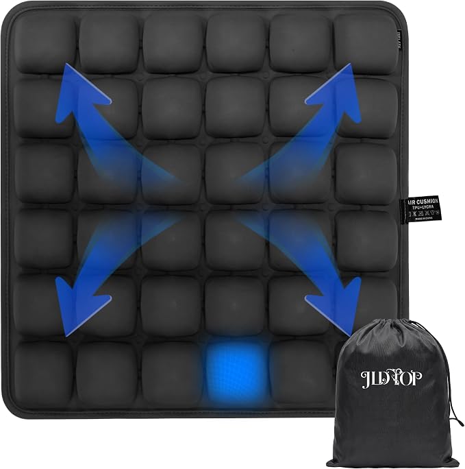 Inflatable Travel Cushion Airplane Seat Pressure Relief 3D Airbag | 36-cell Split, No need air pump, Ergonomic support, Portable foldable with storage bag, For long flights camping wheelchair by JLDTOP
