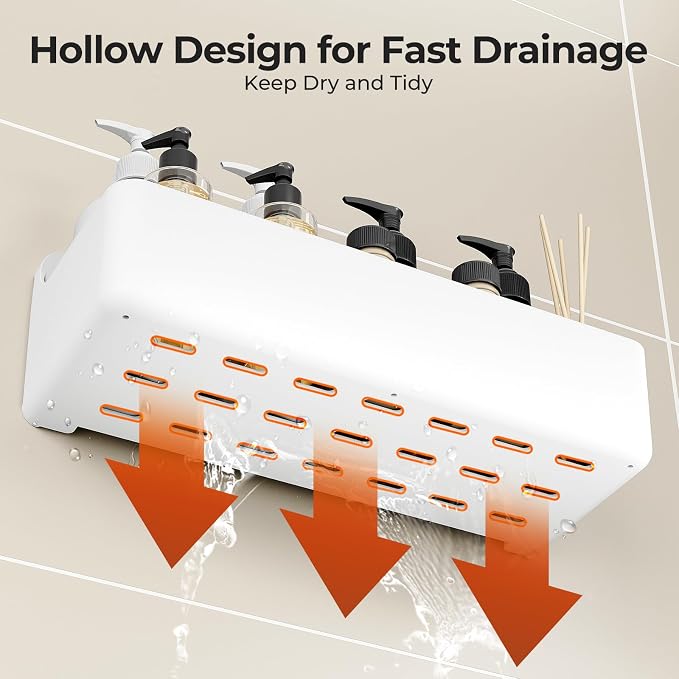 Orimade Shower Caddy 4-Pack, No-Drill Adhesive Shelves for Bathroom, Rustproof ABS Storage Organizer Set, White - Image 5