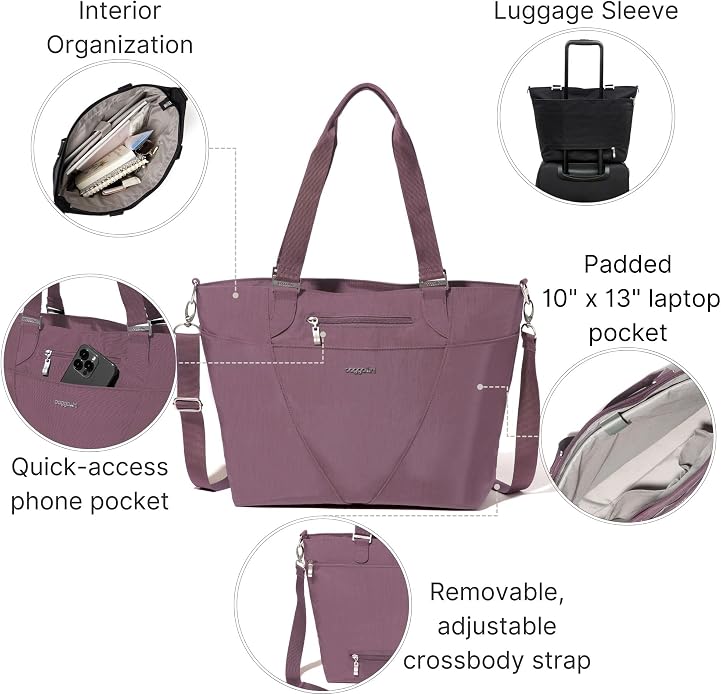 Baggallini Avenue Tote - 12x18 Laptop Tote Bag for Women - Lightweight Work Travel Carry On Bag - Image 4