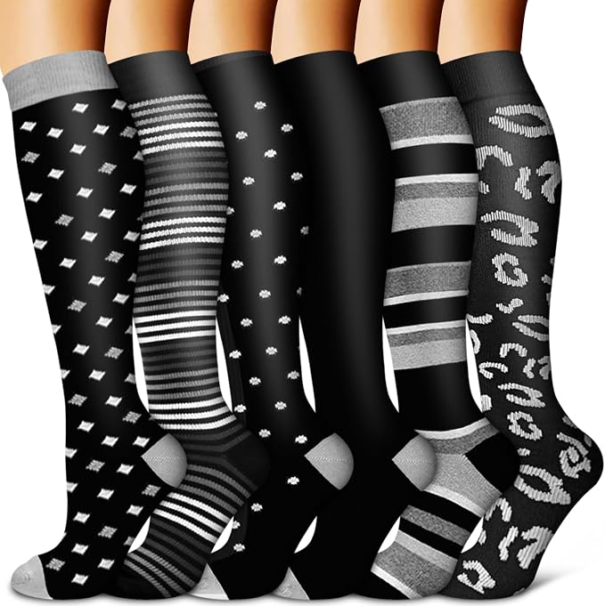Copper Compression Socks for Women & Men (6 pairs) - Best Support for Nurses, Running, Hiking, Recovery by BLUEENJOY