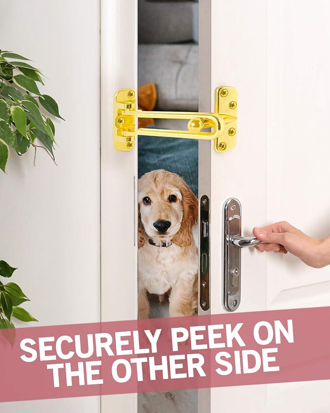 Jack N’ Drill Swing Bar Door Lock Durable Door Guard for Back & Front Doors, Childproof Door Security Made from Reinforced Diecast Metal for Home Security (Brass Plated, 2 Pack) - Image 6