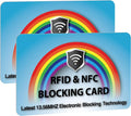 SaiTech IT 2 Pack RFID Blocking Card for Credit Debit ID Card, Rainbow Blue | Slim Anti-Theft Contactless NFC RFID Blocker Protector, Easily Fit into Wallet and Purse, for Men & Women by SaiTechIT
