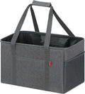 LHZK Standing Utility Tote Bag with Metal Wire Frame and the Sides Rinforced, Large Tote Bag with Handle, Reusable Grocery Bags Foldable, Beach Bag, Car Tote (Grey, 18.5''x11.8''x11.5'') by LHZK