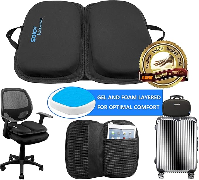 iGelComfort 3 in 1 Foldable Gel Seat Cushion Featured with Memory Foam (A Must-Have Travel Cushion! Smart, Easy Travel Cushion) (Size: 18.5“ x 15" x 2") - Image 8