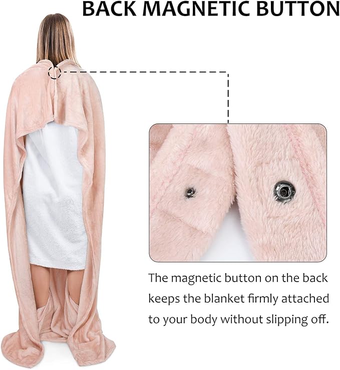 Tirrinia Travel Blanket Pillow - Wearable Airplane Blanket with Feet Pockets for Long Flights, Airplane Accessories Blanket Robe for Women and Men, Gift for Her - Image 6