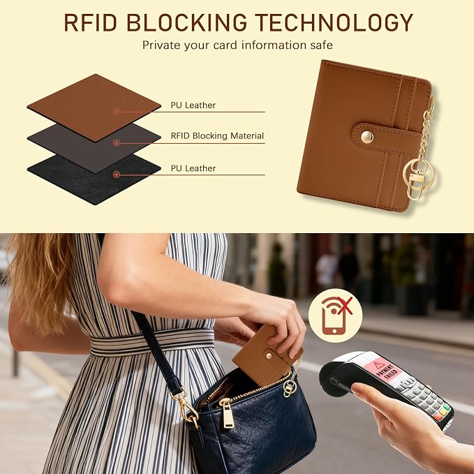 Jogjam Caramel Rfid Women Wallet, Small Slim Compact Credit Card Holder | PU Leather Bifold Cash Zipper Coin Pocket ID Window, for Female Ladies Teen Girls Girly Gifts - Image 3