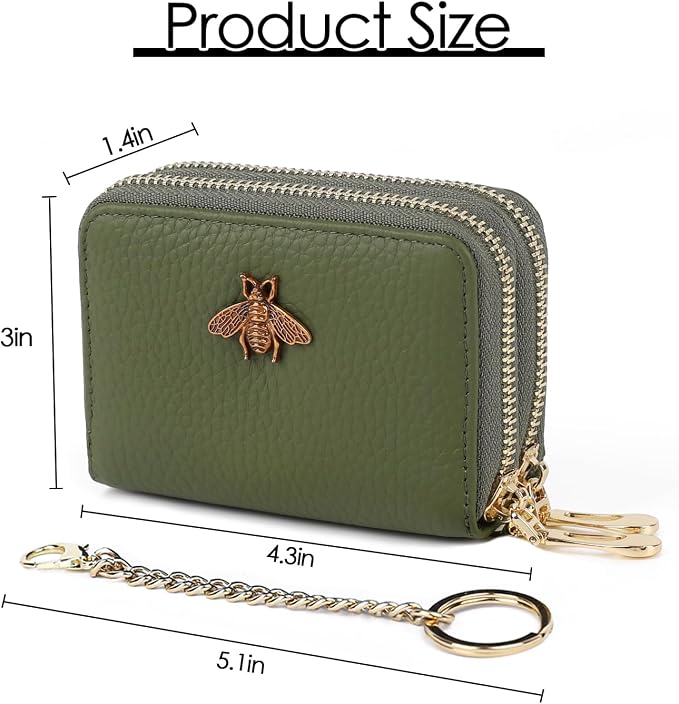 imeetu RFID Credit Card Holder, Small Card Wallet Women, Leather Card Case | Genuine Leather Women's Card & id Cases, Change Coin Purse with Zipper Keychain id Window, 20 Colors & 3 Styles, Daily, Gifts - Image 6