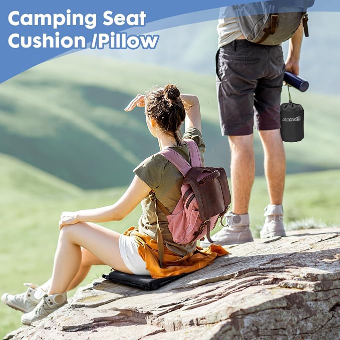 Airplane Travel Seat Cushion, 2, Black | Inflatable seat cushion for stadium, camping,outdoors.Sondur travel cushion for airplane - Image 4