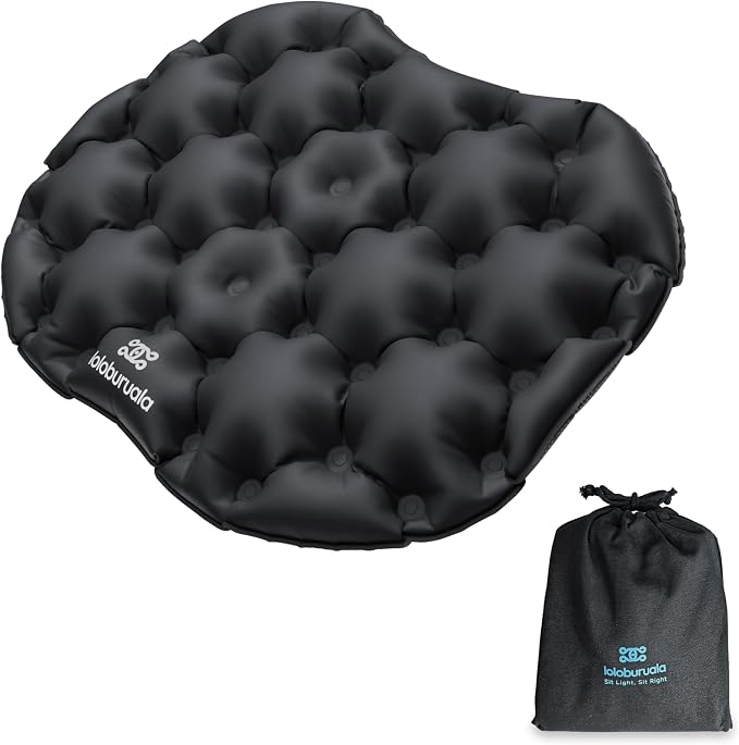 Portable Inflatable Seat Cushion, Ergonomic Pad with TPU and Soft Lycra Fabric, Foldable Lightweight Travel Cushion for Outdoor Use, Quick Inflation & Deflation Design with Storage Pouch by Unknown