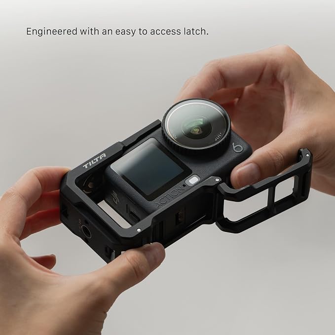 Tilta Full Camera Cage Compatible with DJI Osmo Action 6 | 1/4"-20 Thread with Locating Points | Cold Shoe Receiver | Button Extension | Battery Door & Card Slot Open Access | Black - Image 8