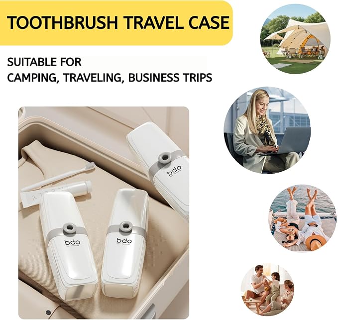 Topavatop Toothbrush Travel Case, 2 in 1 Toothbrush Holder and Rinse Cup, Large Capacity Toothbrush Cup with Cover, Portable Travel Toothbrush Holder for Traveling, Camping, Trip - 1Pcs - PureWhite - Image 7