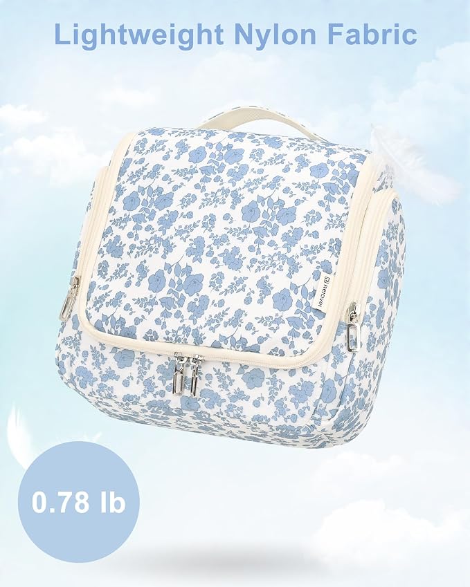 Relavel Hanging Toiletry Bag for Women, Travel Makeup Organizer Bag, Floral | Large Traveling Toiletries Bag Cosmetic Storage for Travel Size Essentials Kit Shower Caddy Bag for Bathroom Plane Beach Gym - Image 7