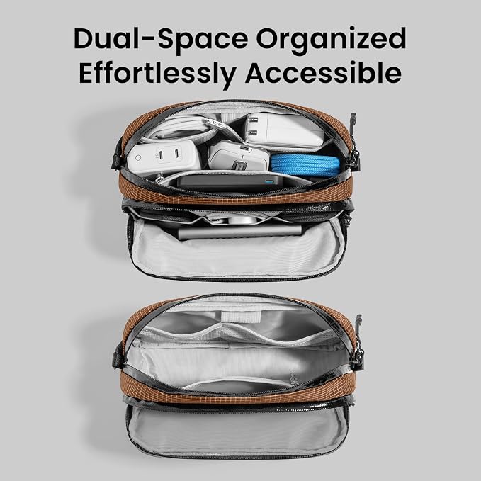 tomtoc Electronic Organizer Travel Case Performance, Dual Compartment Bag | Water Resistant Cable Organization Storage for Charger, Cord, Phone, Hard Drive, Power Bank, Accessories Travel Essentials - Image 5